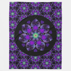 Purple umbrella & hearts .7 fleece blanket