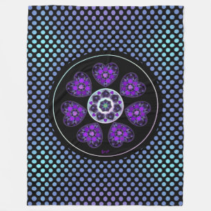 Purple umbrella & hearts .7 fleece blanket