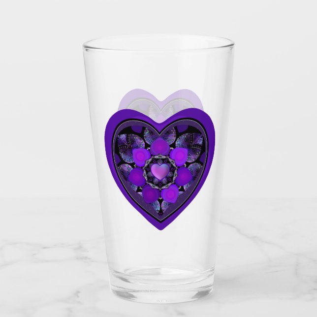 Purple umbrella & hearts .7 glass (Front)
