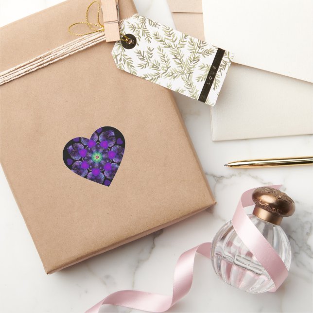 Purple umbrella & hearts .7 heart sticker (Gifting)