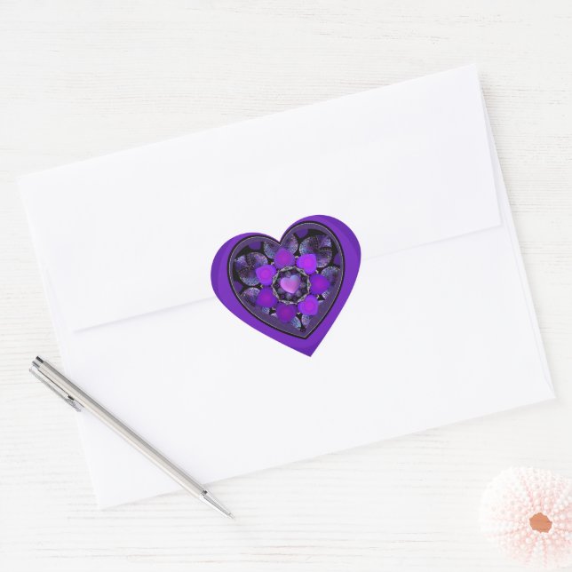 Purple umbrella & hearts.7 heart sticker (Envelope)