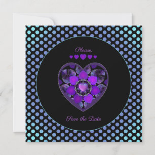 Purple umbrella & hearts .7 holiday card