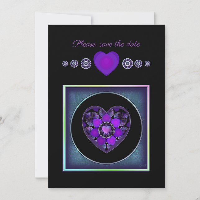 Purple umbrella & hearts .7 invitation (Front)