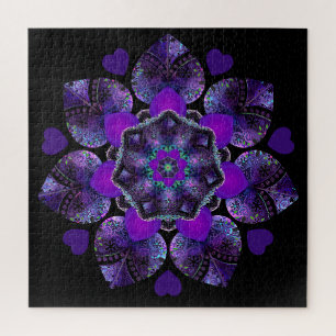 Purple umbrella & hearts .7 jigsaw puzzle