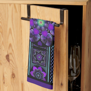 Purple umbrella & hearts .7 kitchen towel
