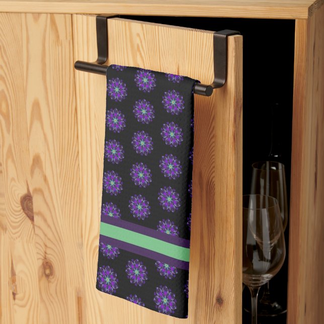 Purple umbrella & hearts .7 kitchen towel (Thirds Fold)