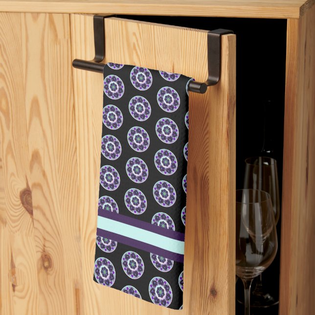 Purple umbrella & hearts .7 kitchen towel (Thirds Fold)