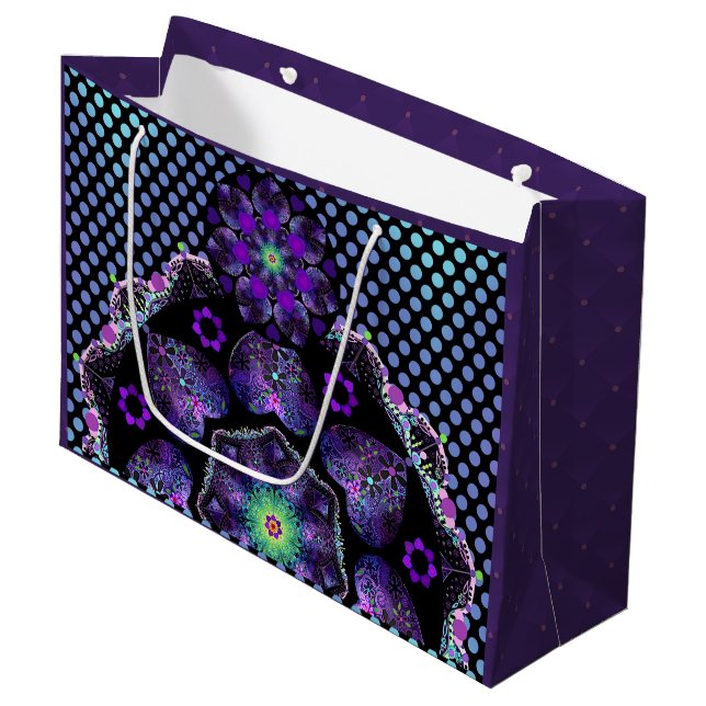 Purple umbrella & hearts .7 large gift bag (Front Angled)