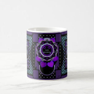 Purple umbrella & hearts .7 magic mug