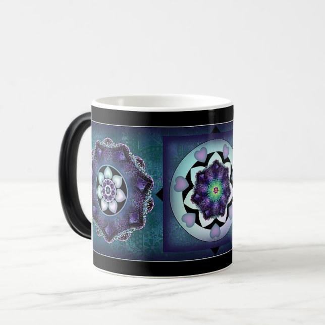 Purple umbrella & hearts .7 magic mug (Front Left)