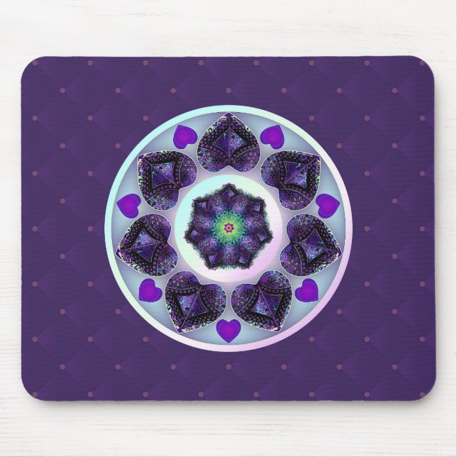 Purple umbrella & hearts .7 mouse pad (Front)