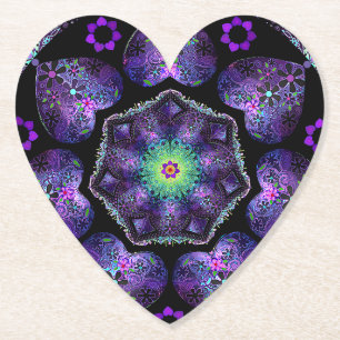 Purple umbrella & hearts .7 paper coaster