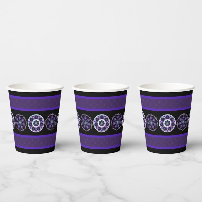 Purple umbrella & hearts .7 paper cups (Multi)