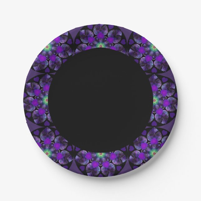 Purple umbrella & hearts .7 paper plate (Front)