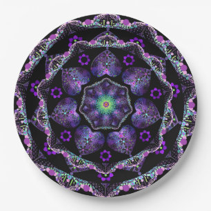 Purple umbrella & hearts .7 paper plate