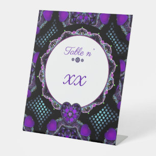 Purple umbrella & hearts .7 pedestal sign