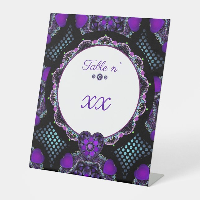 Purple umbrella & hearts .7 pedestal sign (Front)