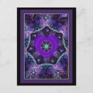 Purple umbrella & hearts.7 postcard