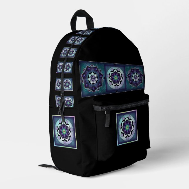 Purple umbrella & hearts .7 printed backpack (Back Corner Left)
