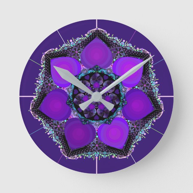 Purple umbrella & hearts .7 round clock (Front)