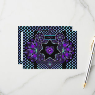 Purple umbrella & hearts .7 RSVP card