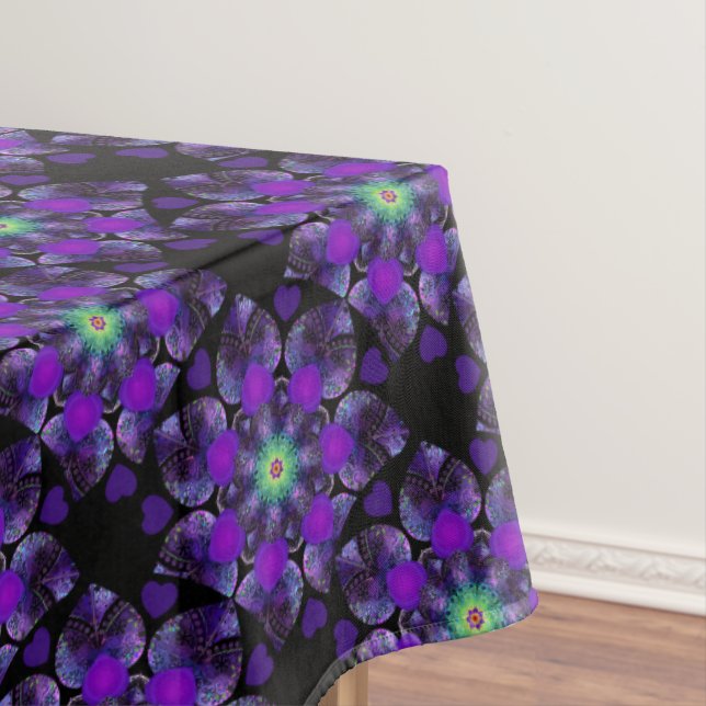 Purple umbrella & hearts .7 tablecloth (In Situ)