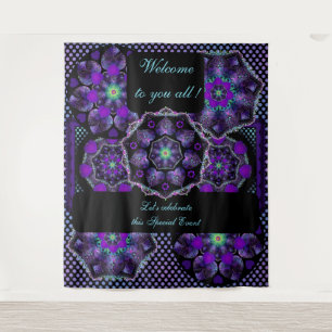 Purple umbrella & hearts .7 tapestry