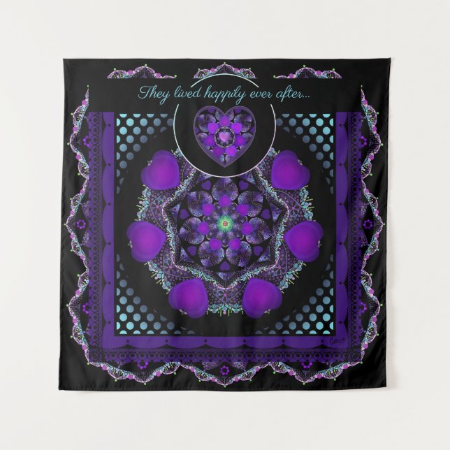 Purple umbrella & hearts .7 tapestry (Front)
