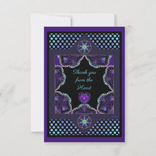 Purple umbrella & hearts .7 thank you card