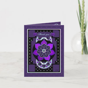 Purple umbrella & hearts .7 thank you card