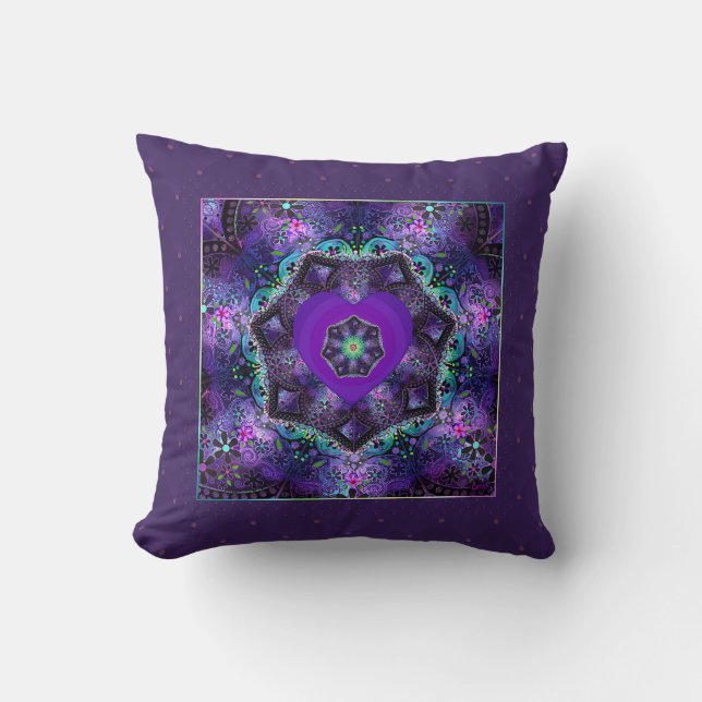 Purple umbrella & hearts .7 throw pillow (Front)