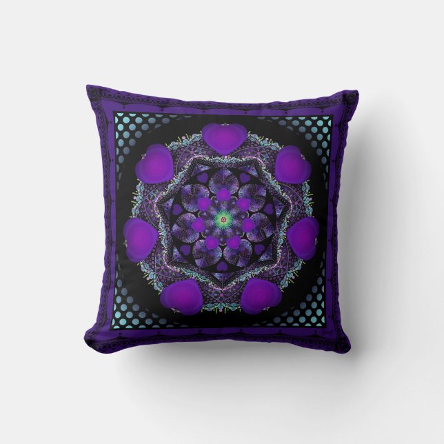 Purple umbrella & hearts .7 throw pillow (Front)