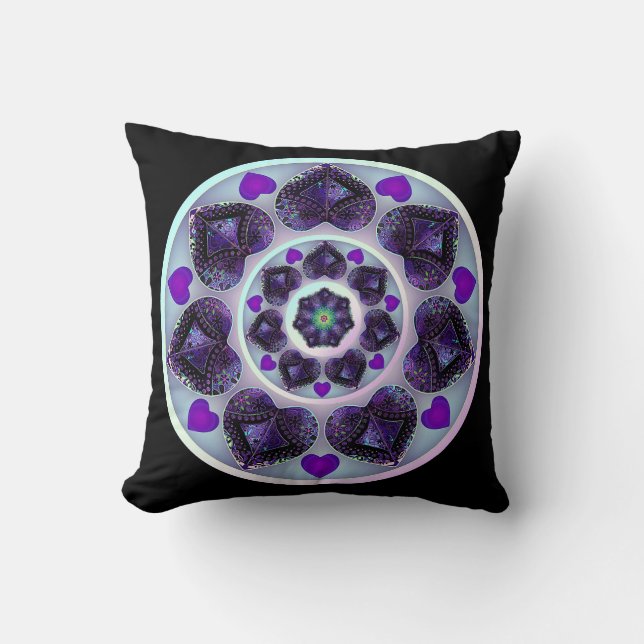 Purple umbrella & hearts .7 throw pillow (Front)