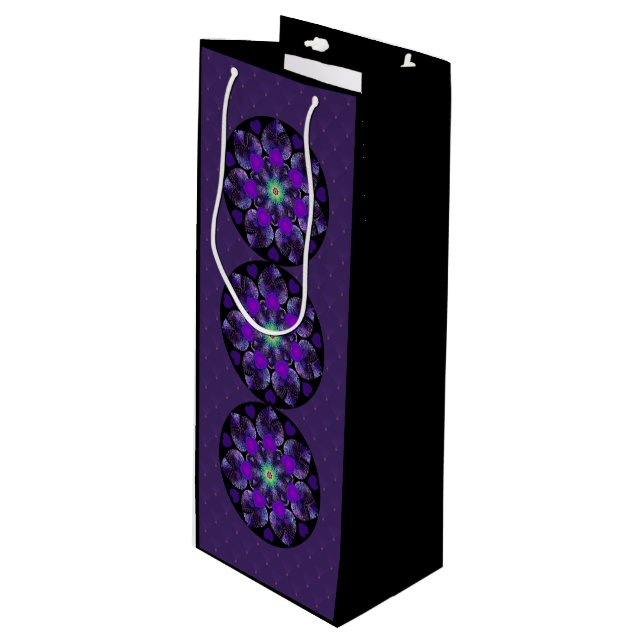 Purple umbrella & hearts .7 wine gift bag (Front Angled)