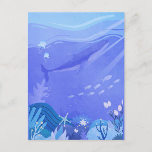 Purple under the sea creatures postcard