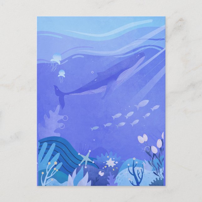 Purple under the sea creatures postcard (Front)
