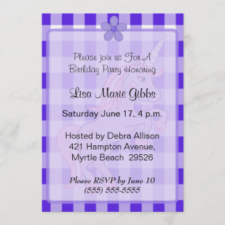 Purple Unicorn Birthday Invitations