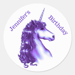 Purple Unicorn Birthday Sticker