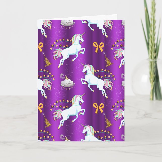 Purple Unicorn Christmas Card (Front)