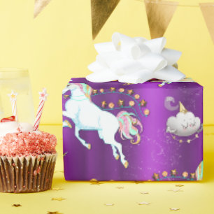 Purple Unicorn Christmas Wrapping Paper