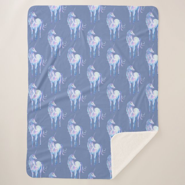 Purple Unicorn Dream Sherpa Blanket (Front)