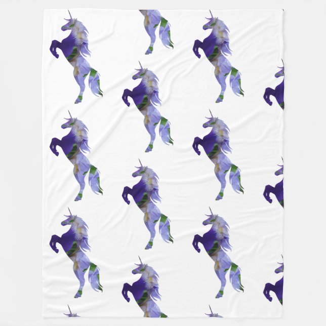 Purple Unicorn Fleece Blanket, Large Blanket (Front)