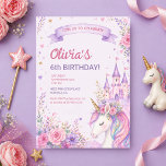 Purple Unicorn Girls 6th Birthday Invitation<br><div class="desc">Purple unicorn girls 6th birthday invitation featuring a magical design with whimsical unicorn details and soft purple tones. Created to celebrate a special sixth birthday with a fun, dreamy style that feels enchanting and exciting. Perfect for kids birthday parties, unicorn themes, and magical celebrations. Editable text for easy personalization. Clean,...</div>