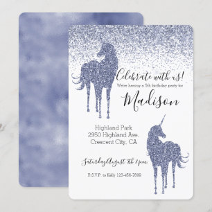 Purple Unicorn Glitter Invitation