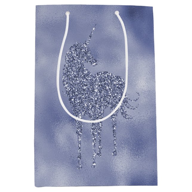 Purple Unicorn Glitter Medium Gift Bag (Front)