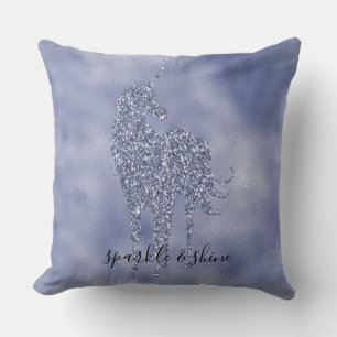 Purple Unicorn Glitter personalized Throw Pillow
