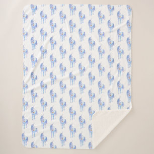 Purple Unicorn Gold Glitter Heart Sherpa Blanket