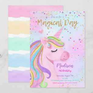 Purple Unicorn Invitation Anniversaire