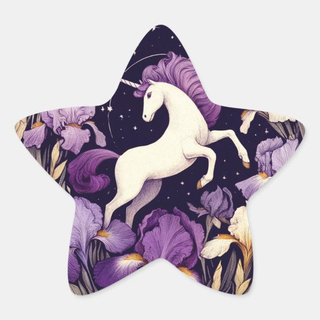 Purple Unicorn irises Unicorns Iris                Star Sticker (Front)