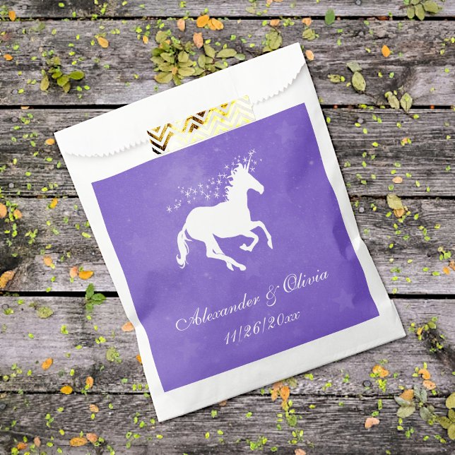 Purple Unicorn Mariage Favor Sacs (Purple Unicorn Wedding Favor Bags)